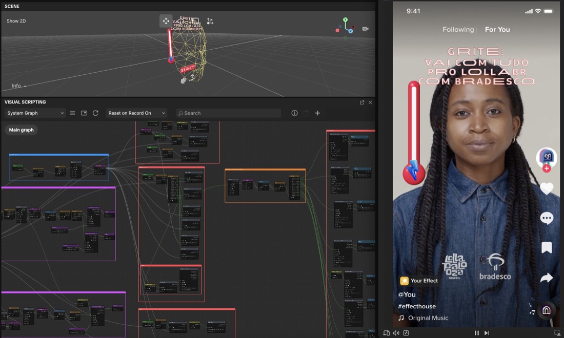 Filtro de AR do Bradesco no Lollapalooza BR, criado no TikTok Effect House